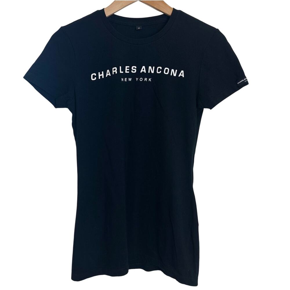 Charles Ancona New York Black Logo T-Shirt Women’s Medium Short Sleeve Tee